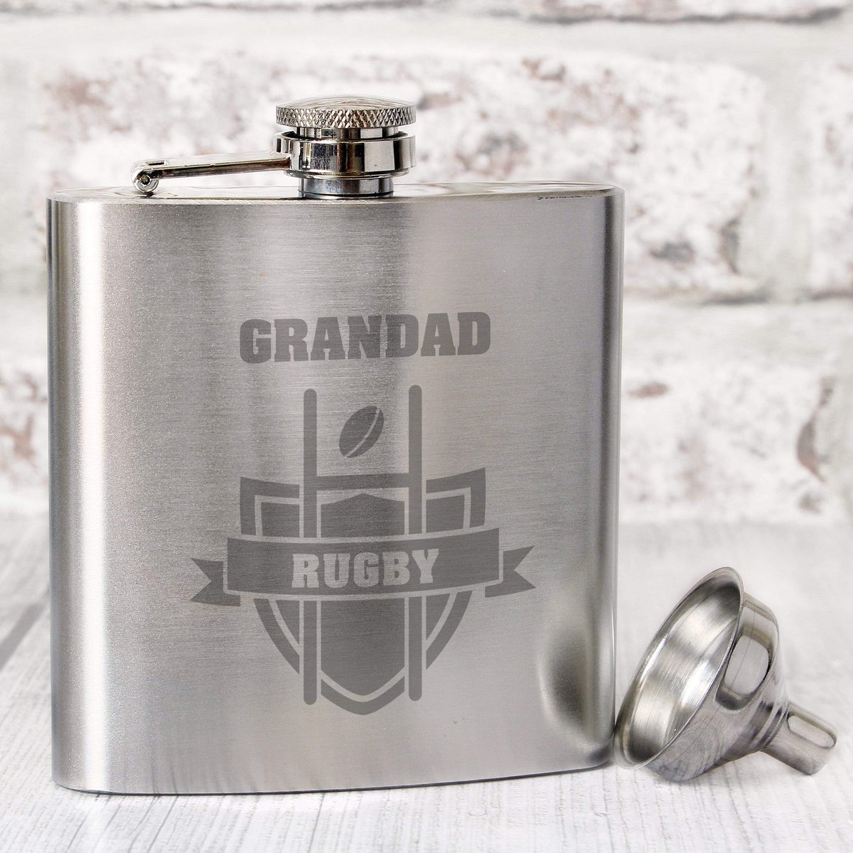 Personalised Memento Glasses & Barware Personalised Rugby Hip Flask
