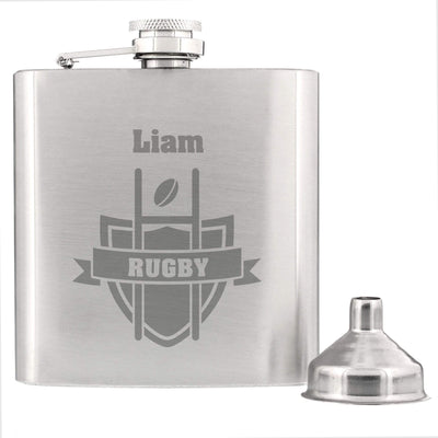 Personalised Memento Glasses & Barware Personalised Rugby Hip Flask