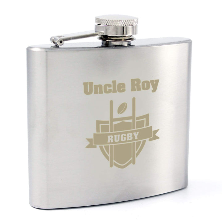 Personalised Memento Glasses &amp; Barware Personalised Rugby Hip Flask