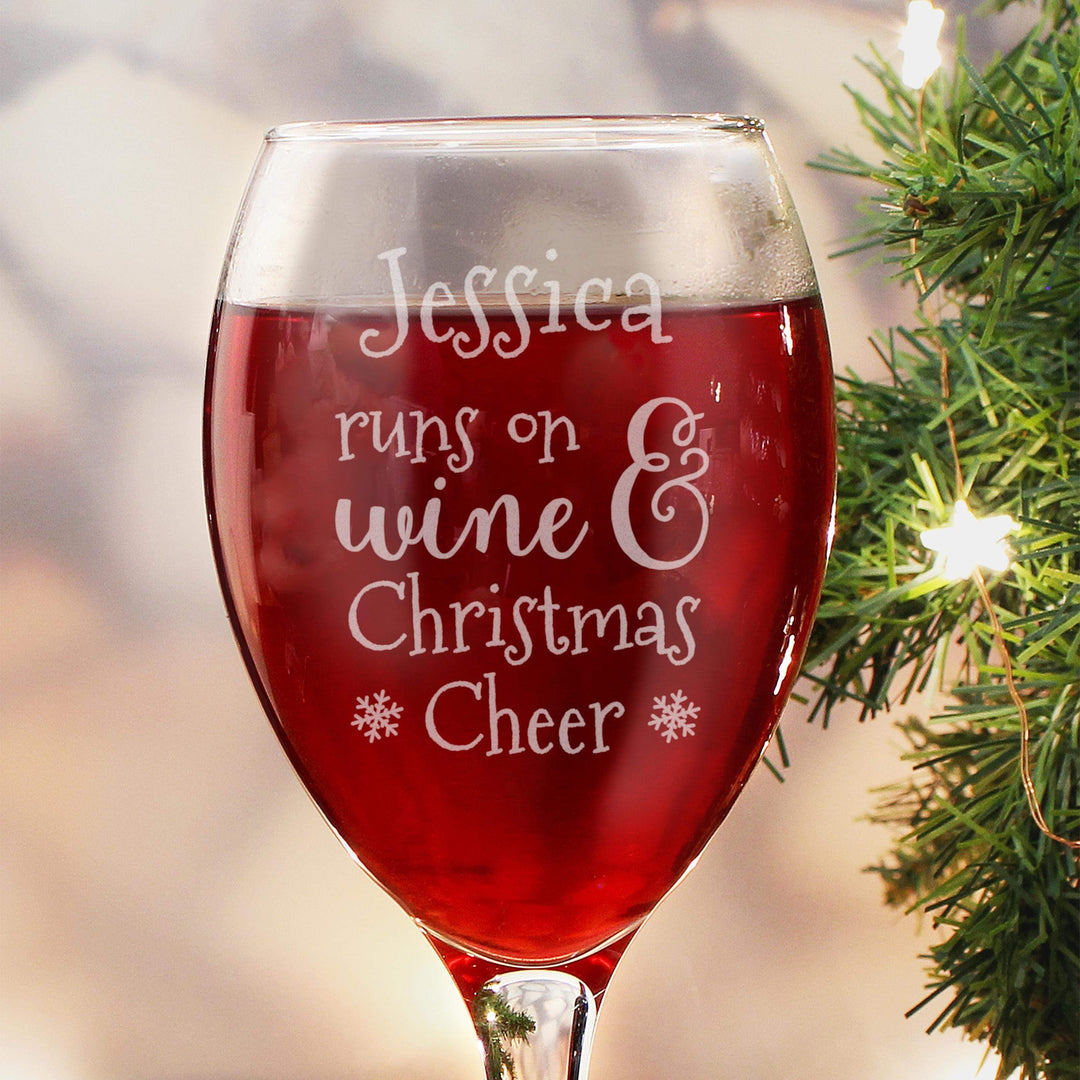 Personalised Memento Personalised Runs On Wine &amp; Christmas Cheer Wine Glass