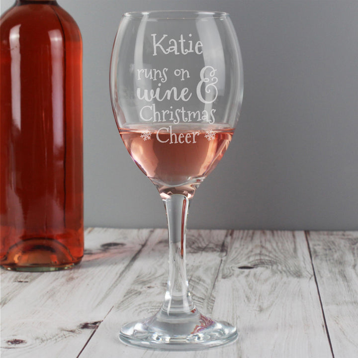 Personalised Memento Personalised Runs On Wine &amp; Christmas Cheer Wine Glass