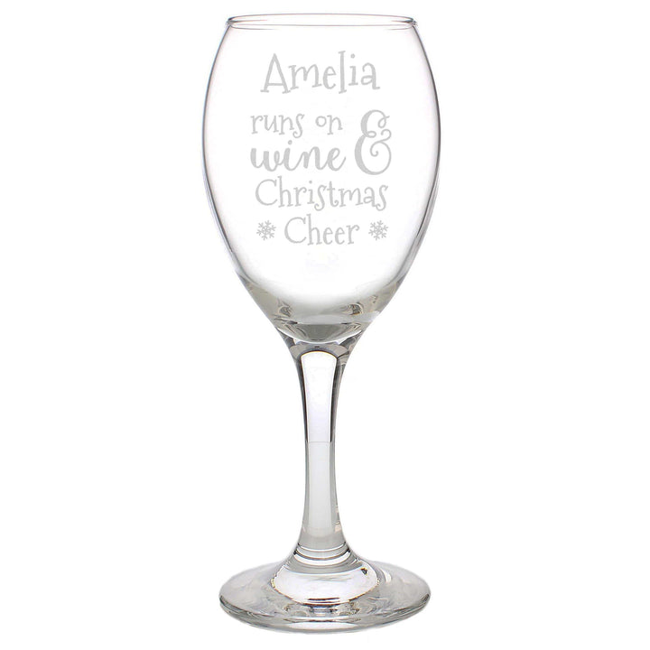 Personalised Memento Personalised Runs On Wine &amp; Christmas Cheer Wine Glass
