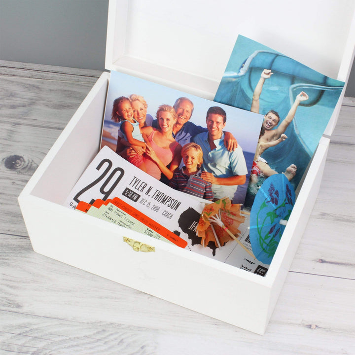 Personalised Memento Trinket, Jewellery &amp; Keepsake Boxes Personalised Rustic Heart White Wooden Keepsake Box