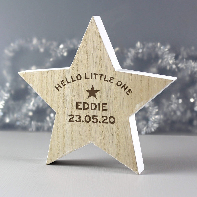 Personalised Memento Christmas Decorations Personalised Rustic Wooden Star Decoration