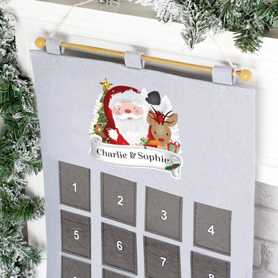 Personalised Memento Christmas Decorations Personalised Santa Advent Calendar In Silver Grey