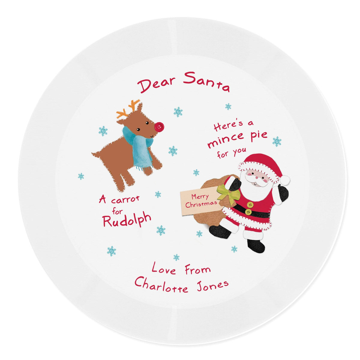 Personalised Memento Kitchen, Baking & Dining Gifts Personalised Santa and Rudolph Christmas Eve Mince Pie Plastic Plate