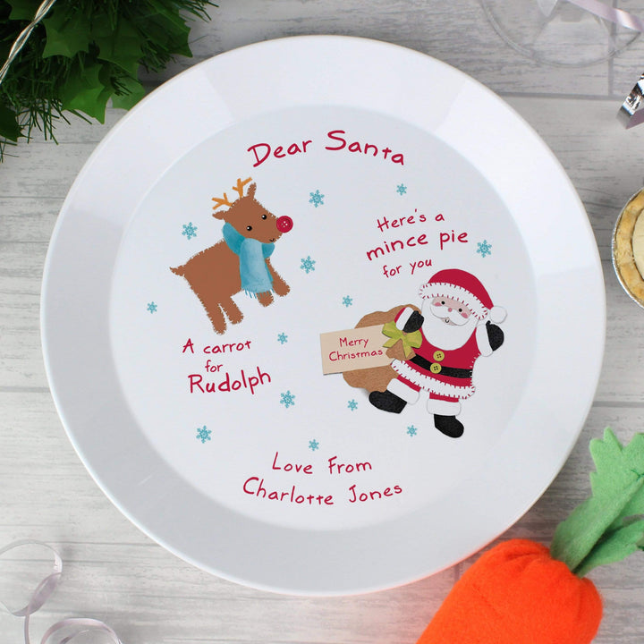 Personalised Memento Kitchen, Baking &amp; Dining Gifts Personalised Santa and Rudolph Christmas Eve Mince Pie Plastic Plate