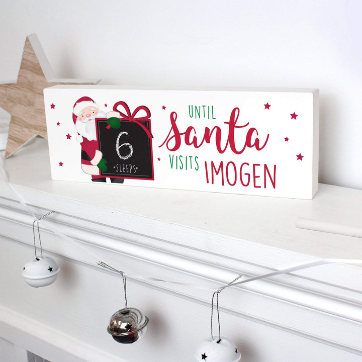 Personalised Memento Hanging Decorations &amp; Signs Personalised Santa Christmas Countdown Block Sign