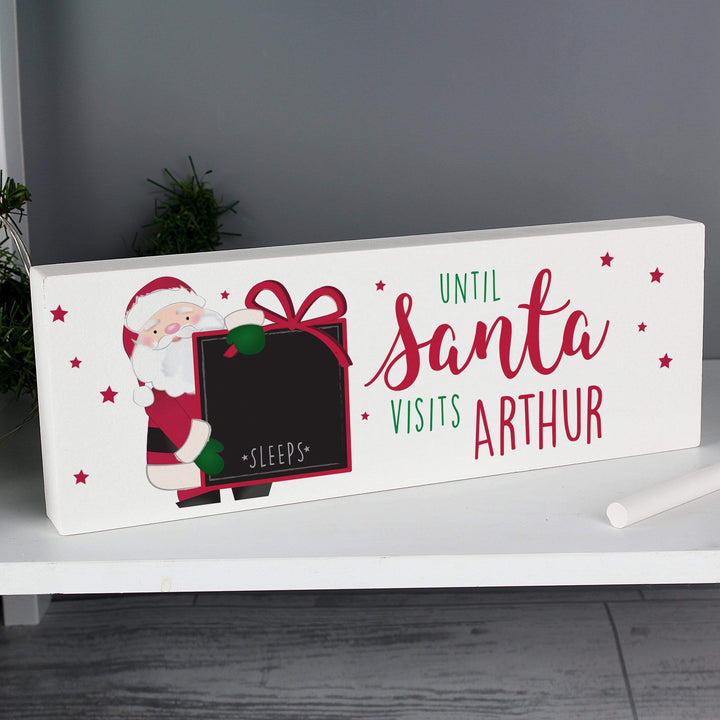 Personalised Memento Hanging Decorations &amp; Signs Personalised Santa Christmas Countdown Block Sign