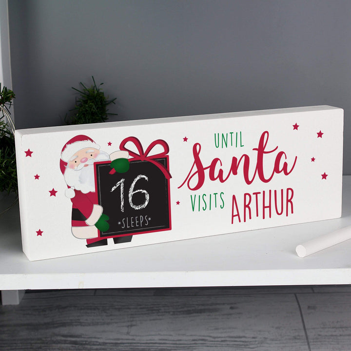 Personalised Memento Hanging Decorations &amp; Signs Personalised Santa Christmas Countdown Block Sign