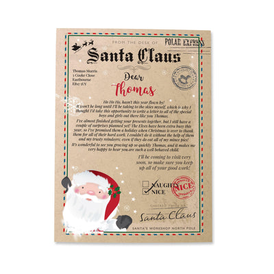 Personalised Memento Greetings Cards Personalised Santa Claus Letter
