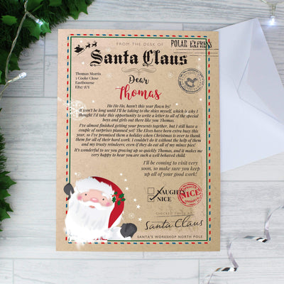 Personalised Memento Greetings Cards Personalised Santa Claus Letter