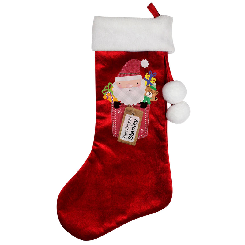 Personalised Memento Personalised Santa Claus Luxury Red Stocking