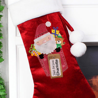 Personalised Memento Personalised Santa Claus Luxury Red Stocking