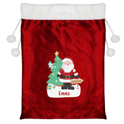 Personalised Memento Personalised Santa Luxury Pom Pom Red Sack