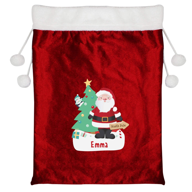 Personalised Memento Personalised Santa Luxury Pom Pom Red Sack