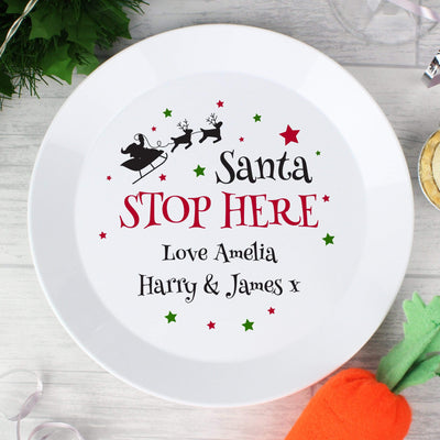 Personalised Memento Mealtime Essentials Personalised Santa Stop Here Plastic Plate