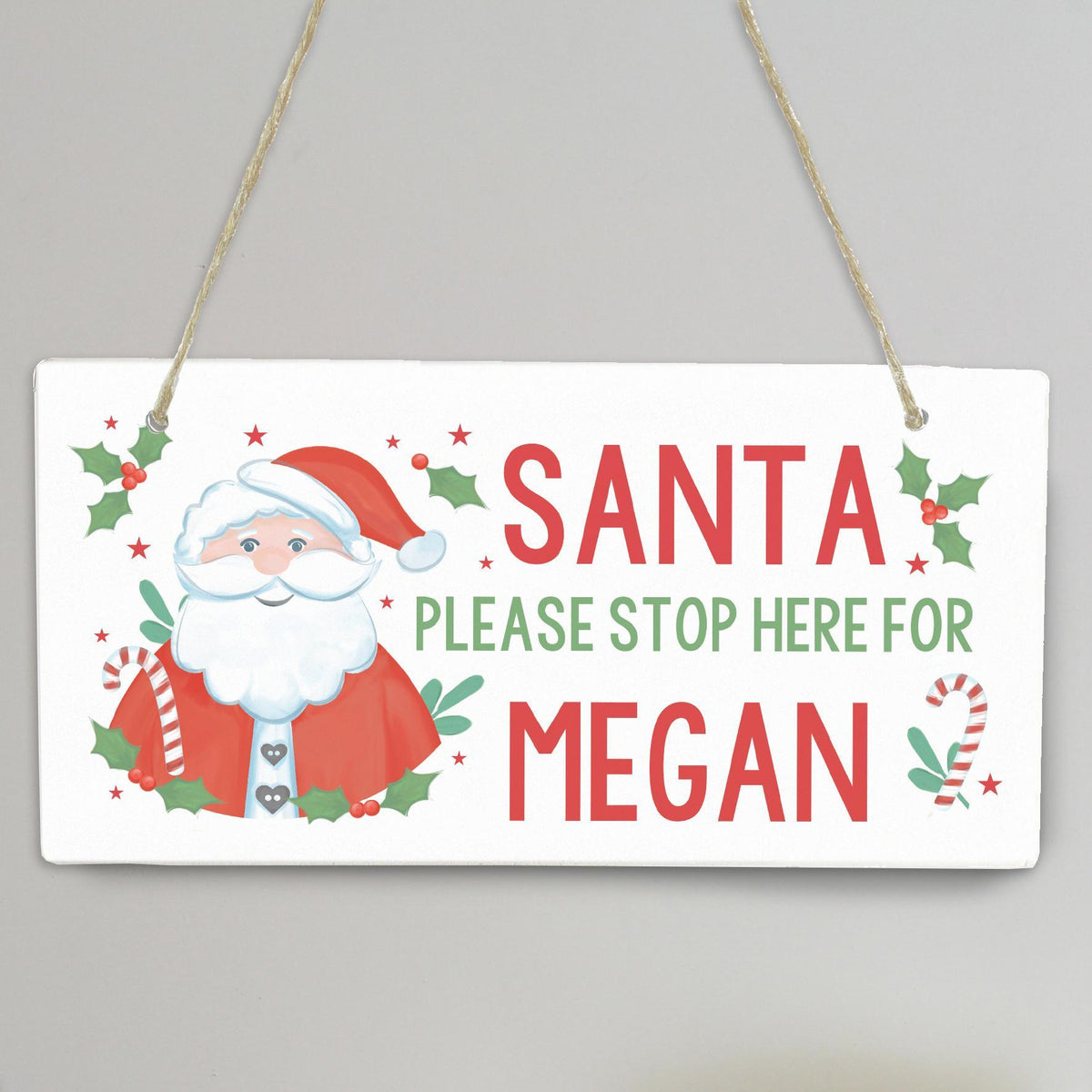 Personalised Memento Personalised Santa Stop Here Wooden Sign