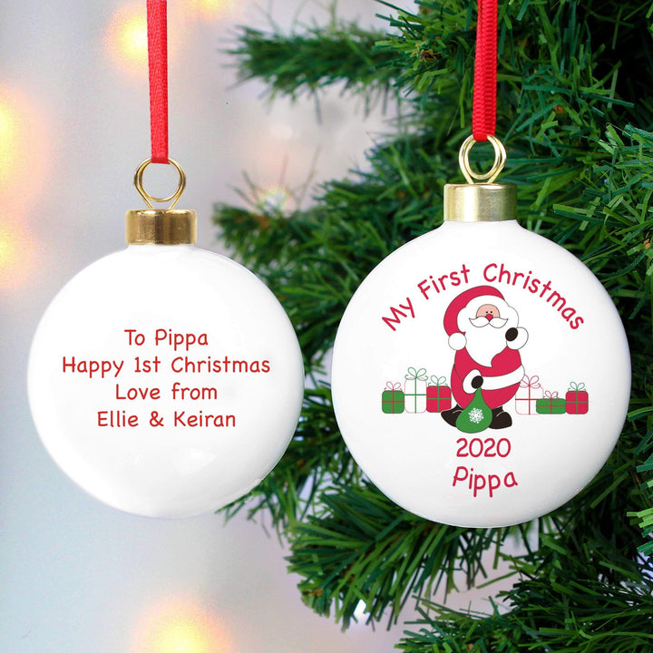 Personalised Memento Personalised Santa with Presents Bauble