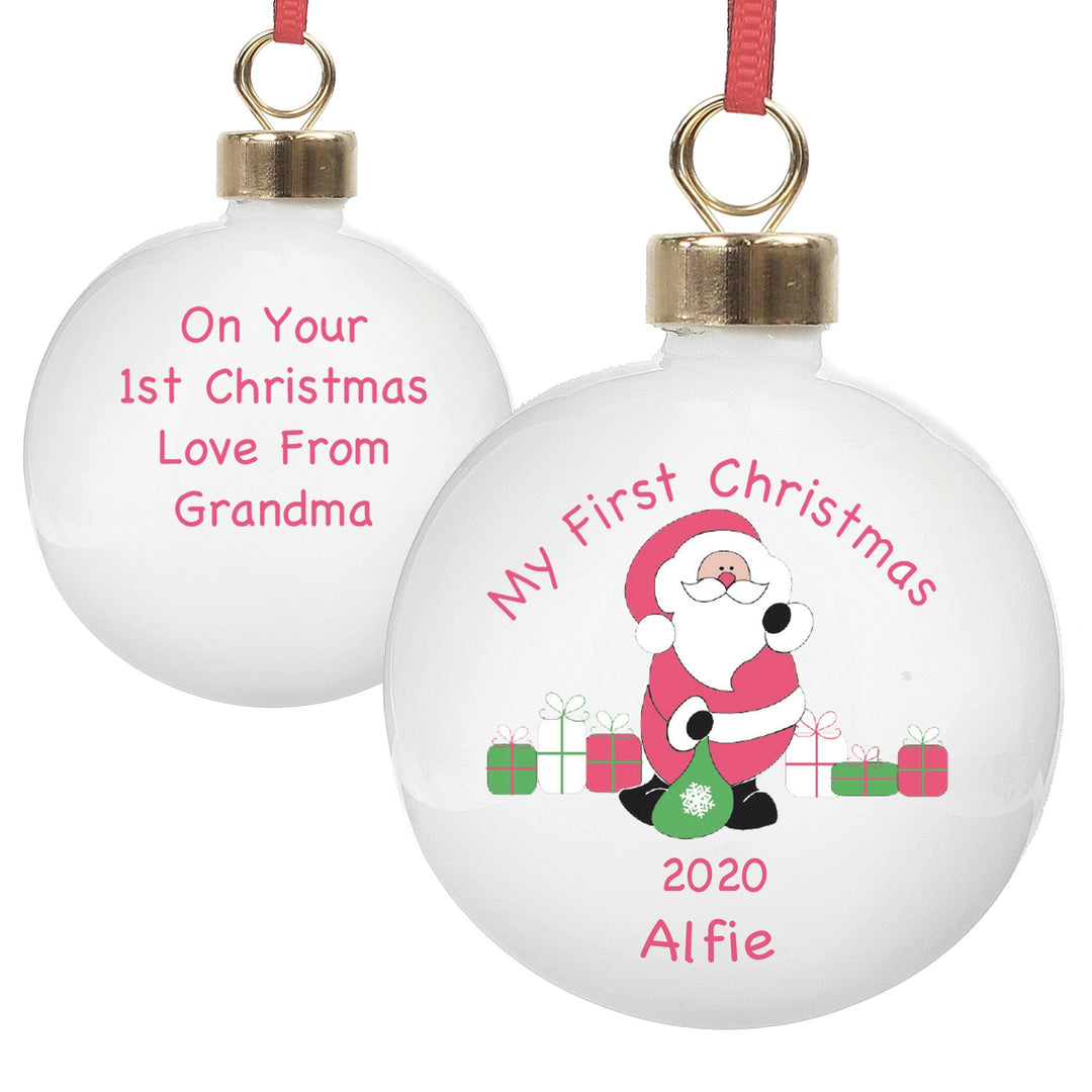 Personalised Memento Personalised Santa with Presents Bauble