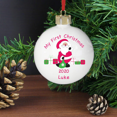 Personalised Memento Personalised Santa with Presents Bauble