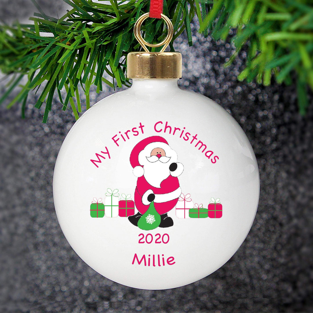 Personalised Memento Personalised Santa with Presents Bauble