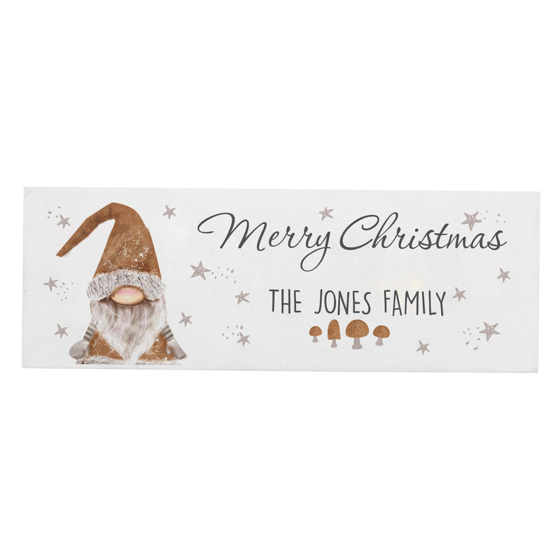 Personalised Memento Hanging Decorations & Signs Personalised Scandinavian Christmas Gnome Wooden Block Sign