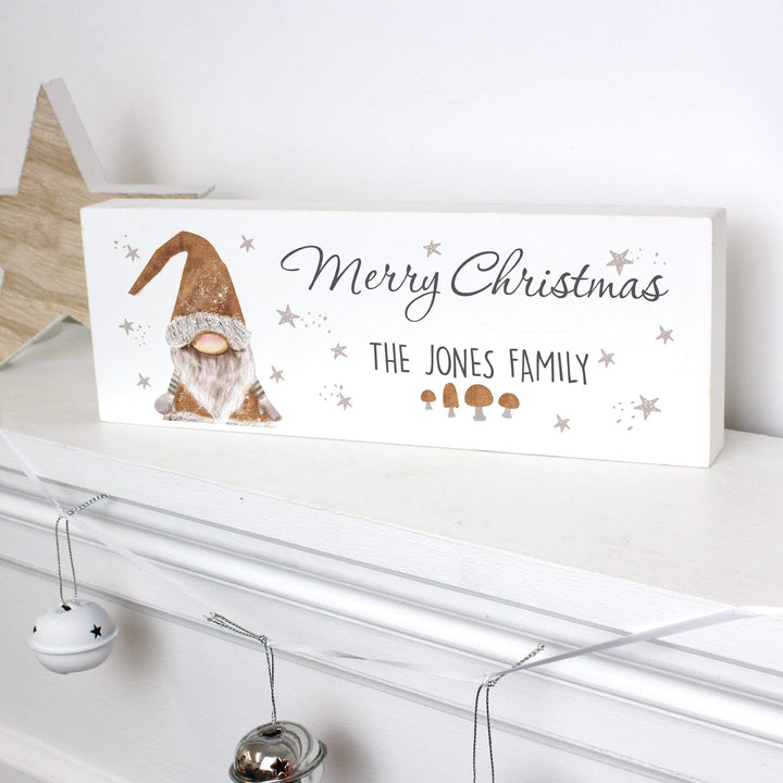 Personalised Memento Hanging Decorations &amp; Signs Personalised Scandinavian Christmas Gnome Wooden Block Sign