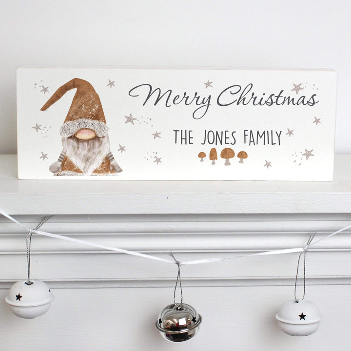 Personalised Memento Hanging Decorations &amp; Signs Personalised Scandinavian Christmas Gnome Wooden Block Sign