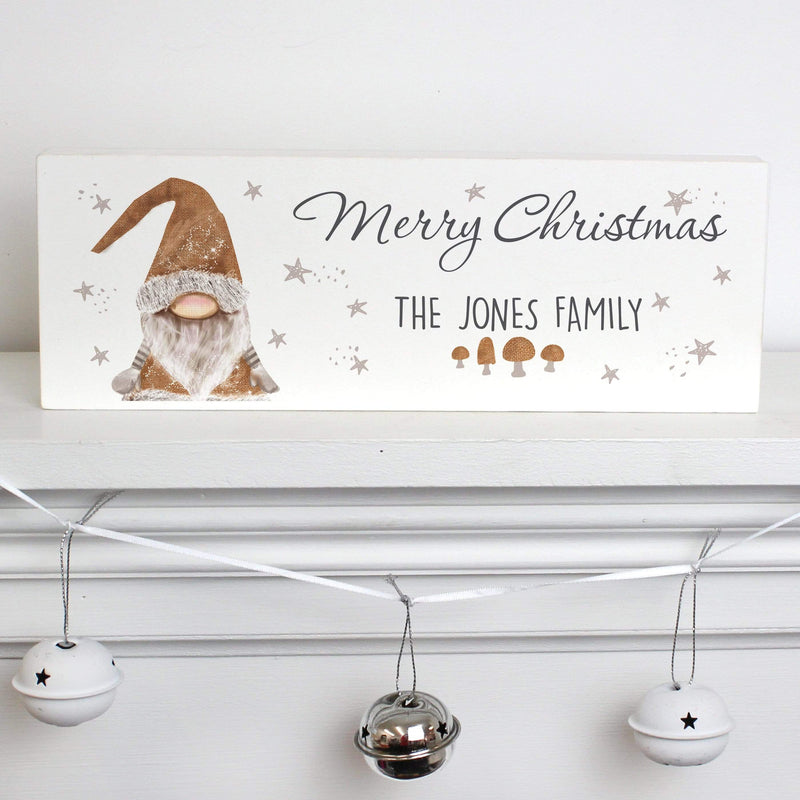 Personalised Memento Hanging Decorations & Signs Personalised Scandinavian Christmas Gnome Wooden Block Sign