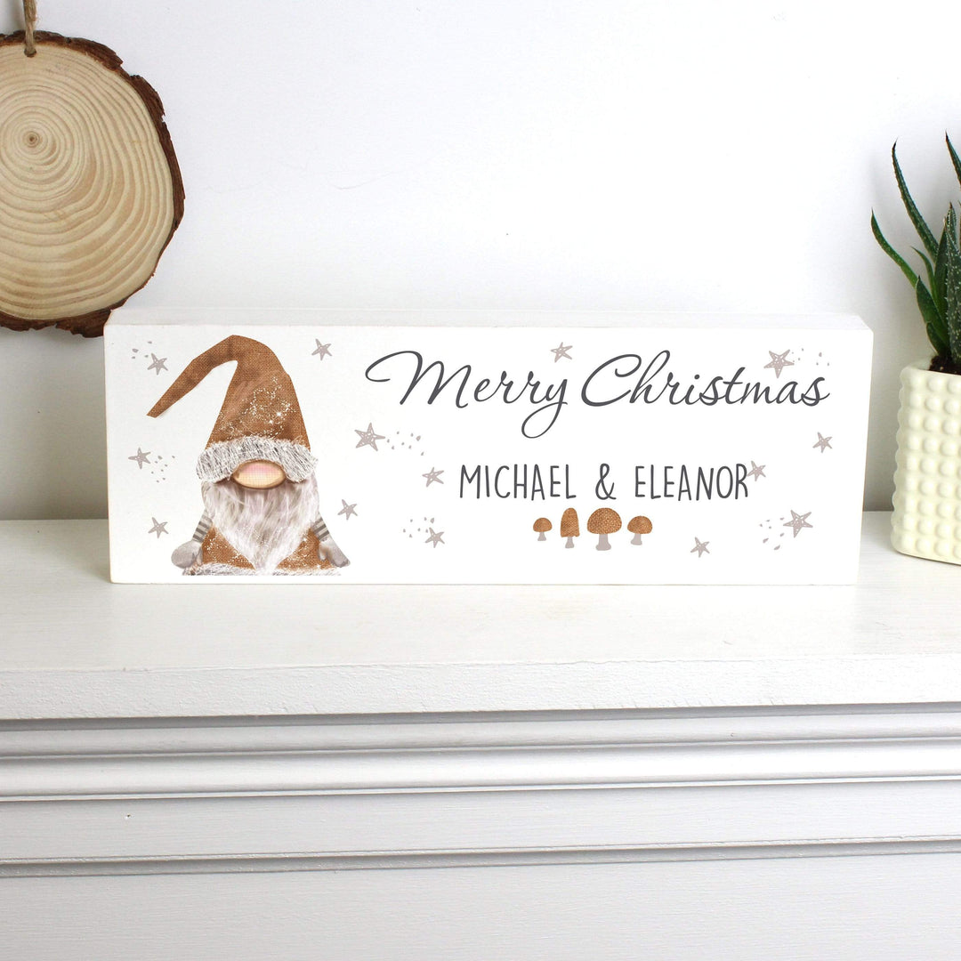 Personalised Memento Hanging Decorations &amp; Signs Personalised Scandinavian Christmas Gnome Wooden Block Sign