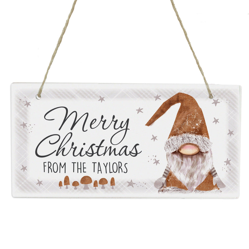Personalised Memento Hanging Decorations & Signs Personalised Scandinavian Gnome Wooden Sign