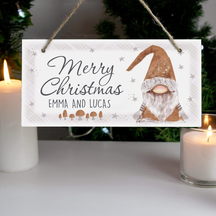 Personalised Memento Hanging Decorations &amp; Signs Personalised Scandinavian Gnome Wooden Sign