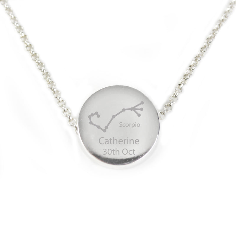 Personalised Memento Jewellery Personalised Scorpio Zodiac Star Sign Silver Tone Necklace (October 23rd - November 21st)