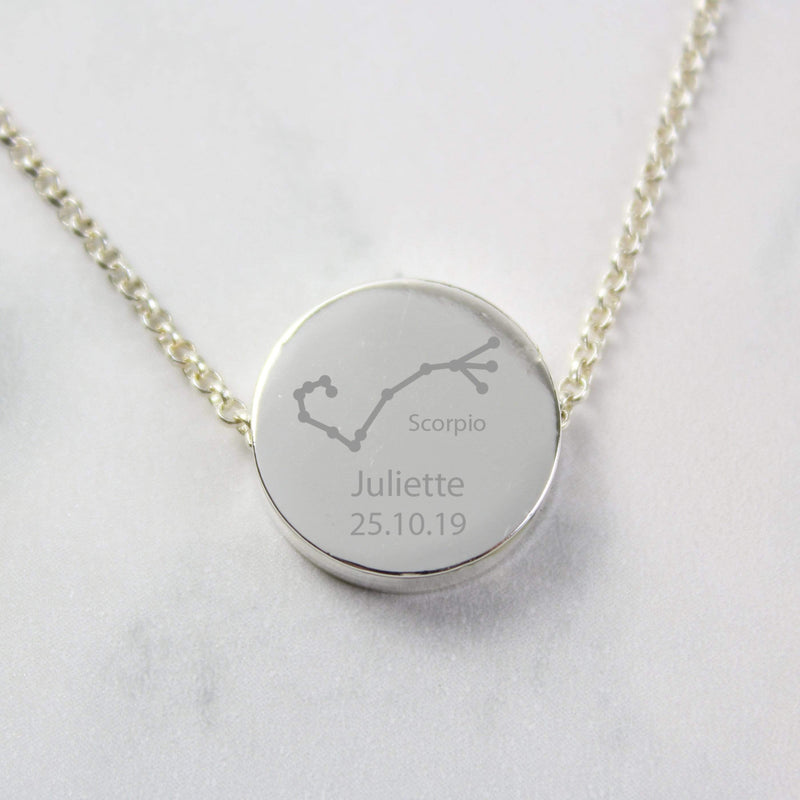 Personalised Memento Jewellery Personalised Scorpio Zodiac Star Sign Silver Tone Necklace (October 23rd - November 21st)