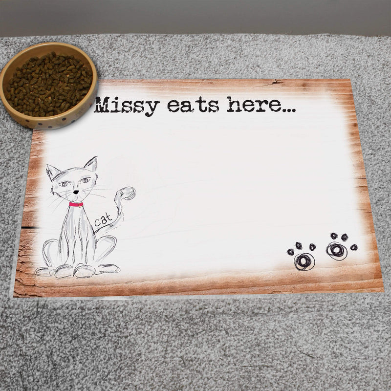 Personalised Memento Mealtime Essentials Personalised Scribble Cat Placemat