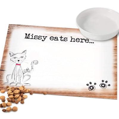 Personalised Memento Mealtime Essentials Personalised Scribble Cat Placemat