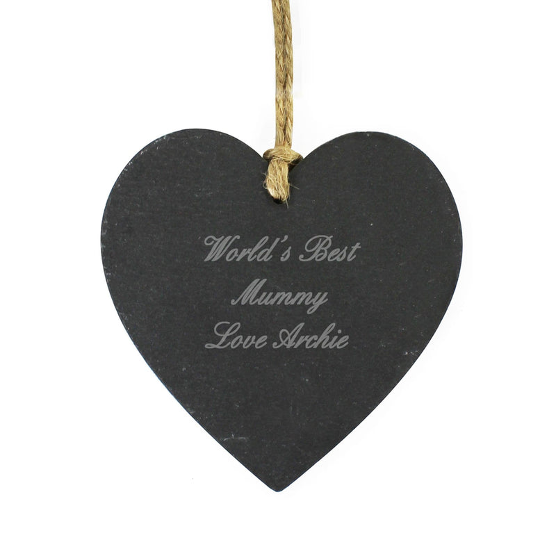 Personalised Memento Slate Personalised Script Engraved Slate Heart Decoration