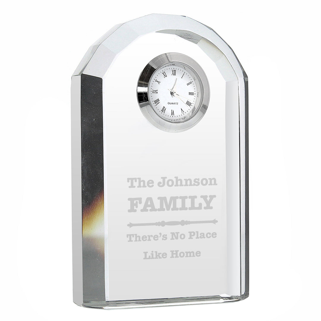Personalised Memento Clocks &amp; Watches Personalised Scroll Design Crystal Clock
