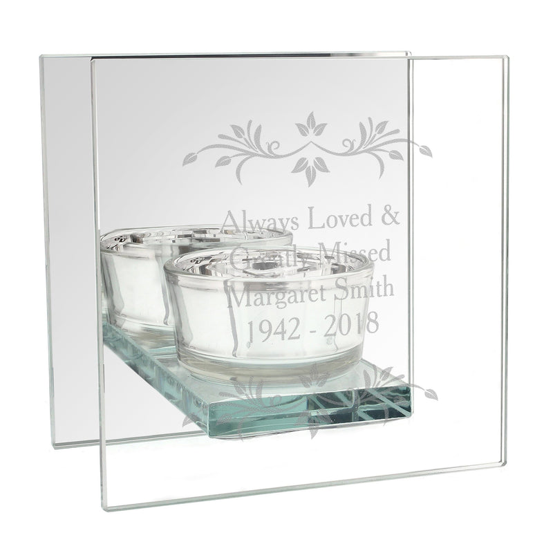 Personalised Memento Candles & Reed Diffusers Personalised Sentiments Mirrored Glass Tea Light Candle Holder