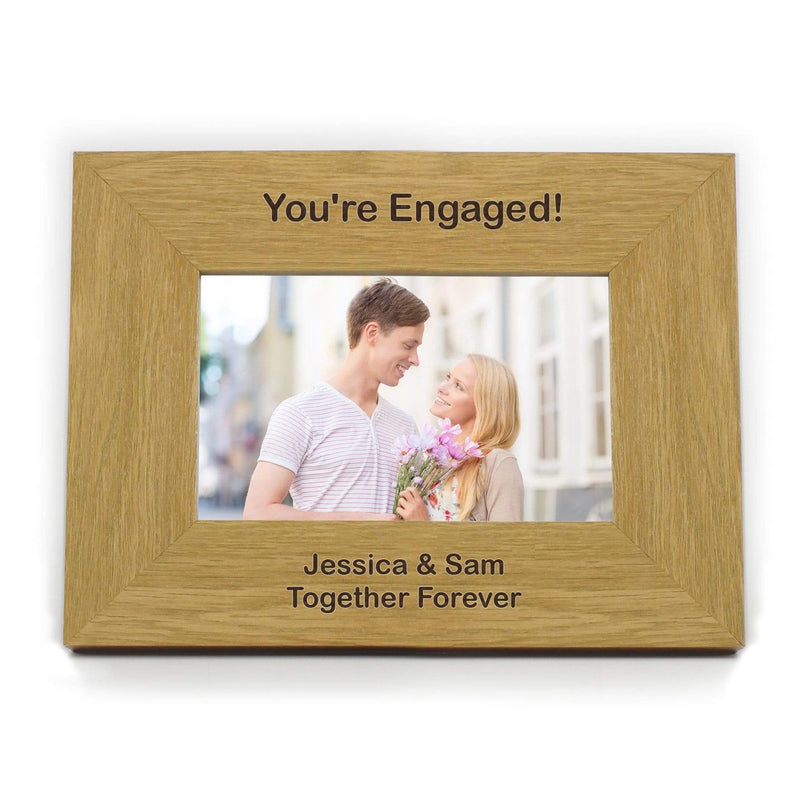 Personalised Memento Photo Frames, Albums and Guestbooks Personalised Short Message 6x4 Landscape Oak Finish Photo Frame