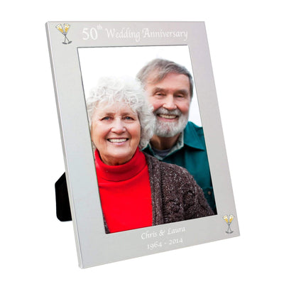 Personalised Memento Photo Frames, Albums and Guestbooks Personalised Silver 5x7 50th Wedding Anniversary Photo Frame