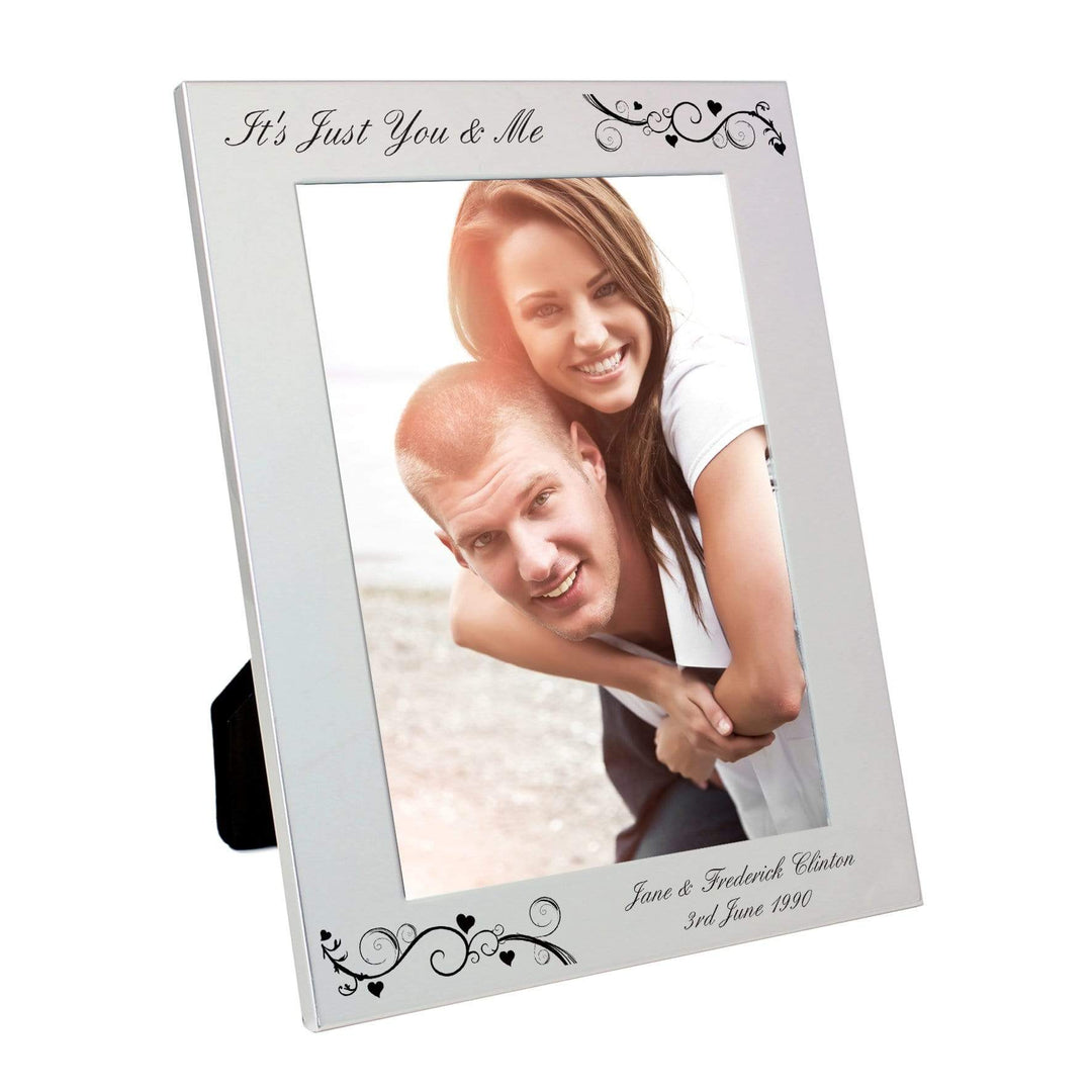 Personalised Memento Photo Frames, Albums and Guestbooks Personalised Silver 5x7 Black Swirl Photo Frame