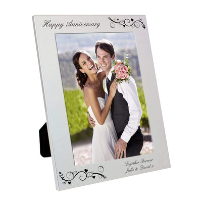 Personalised Memento Photo Frames, Albums and Guestbooks Personalised Silver 5x7 Black Swirl Photo Frame