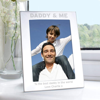 Personalised Memento Photo Frames, Albums and Guestbooks Personalised Silver 5x7 Daddy & Me Photo Frame