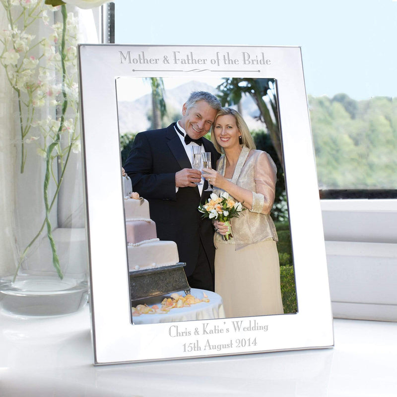 Personalised Memento Photo Frames, Albums and Guestbooks Personalised Silver 5x7 Decorative Mother & Father of the Bride Photo Frame