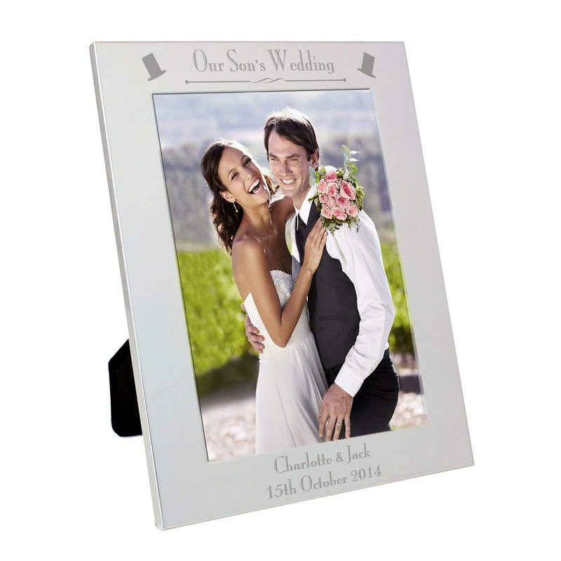 Personalised Memento Photo Frames, Albums and Guestbooks Personalised Silver 5x7 Decorative Our Sons Wedding Photo Frame
