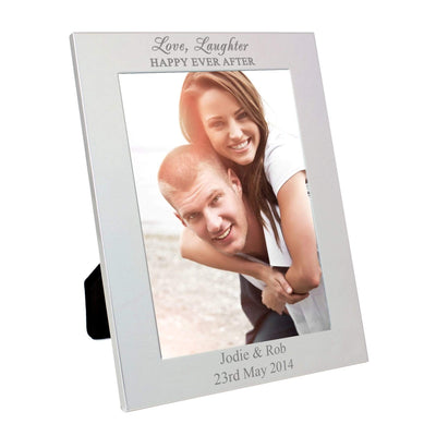 Personalised Memento Photo Frames, Albums and Guestbooks Personalised Silver 5x7 Happily Ever After Photo Frame