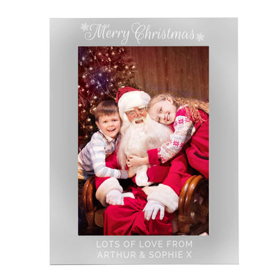 Personalised Memento Photo Frames, Albums and Guestbooks Personalised Silver 5x7 Merry Christmas Photo Frame