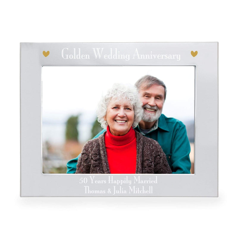 Personalised Memento Photo Frames, Albums and Guestbooks Personalised Silver 7x5 Golden Anniversary Landscape Photo Frame